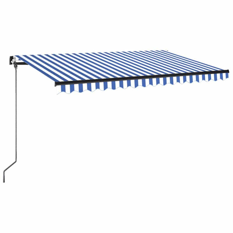 Copertină retractabilă manual cu LED, albastru/alb, 400x350 cm