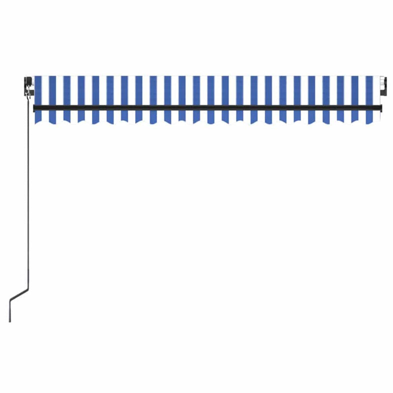 Copertină retractabilă manual cu LED, albastru/alb, 400x350 cm