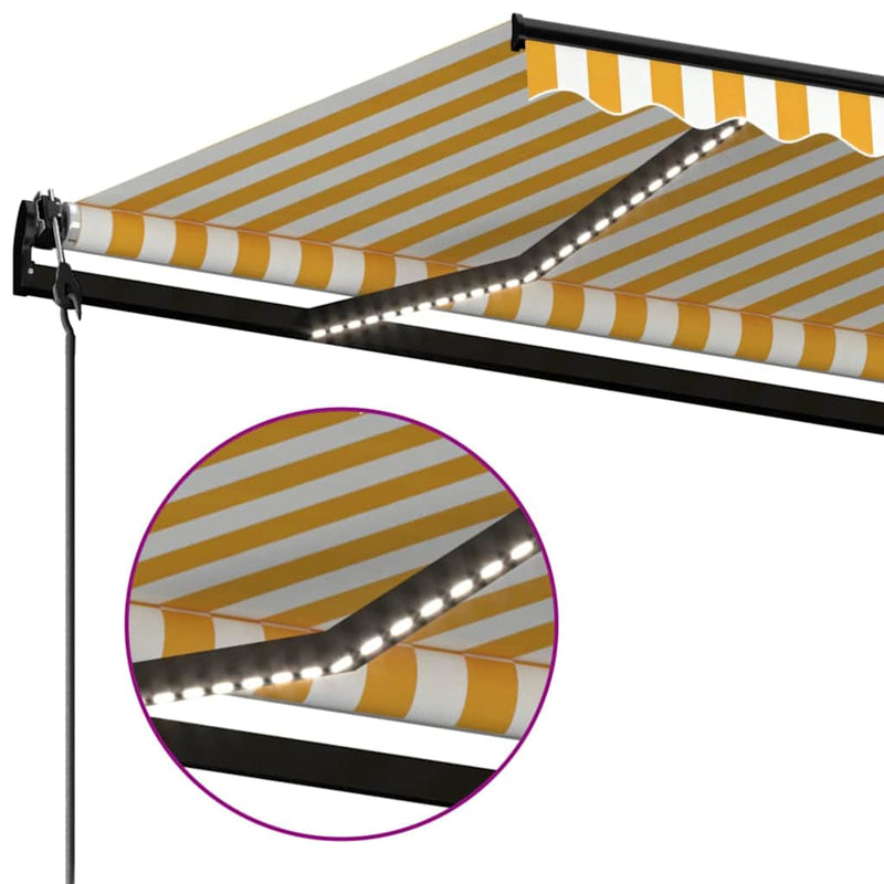 Copertină retractabilă Galben și alb 400 × 350 cm Poliester