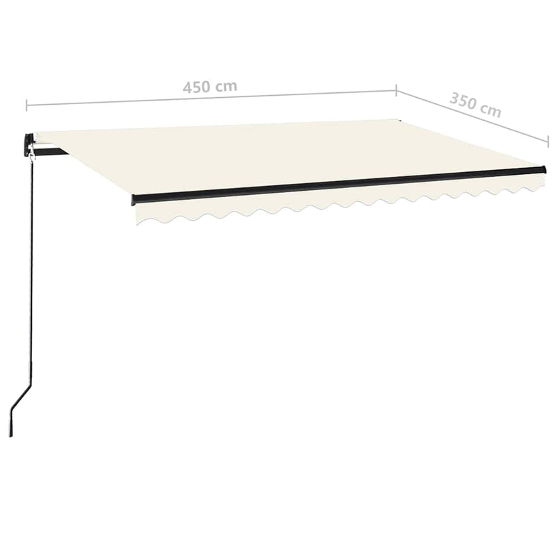 Copertină retractabilă manual, crem, 450x350 cm