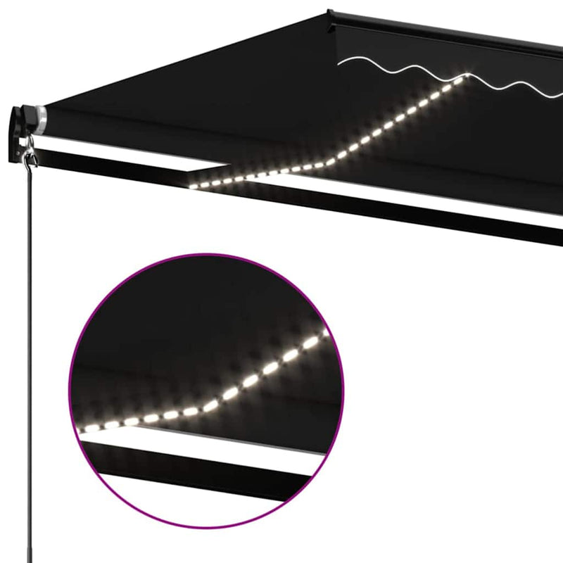 Copertină manuală retractabilă, cu LED, antracit, 450x350 cm