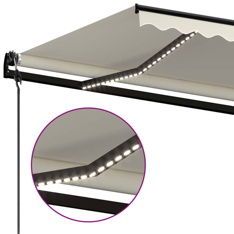 Copertină retractabilă Crem 500 × 350 cm Poliester
