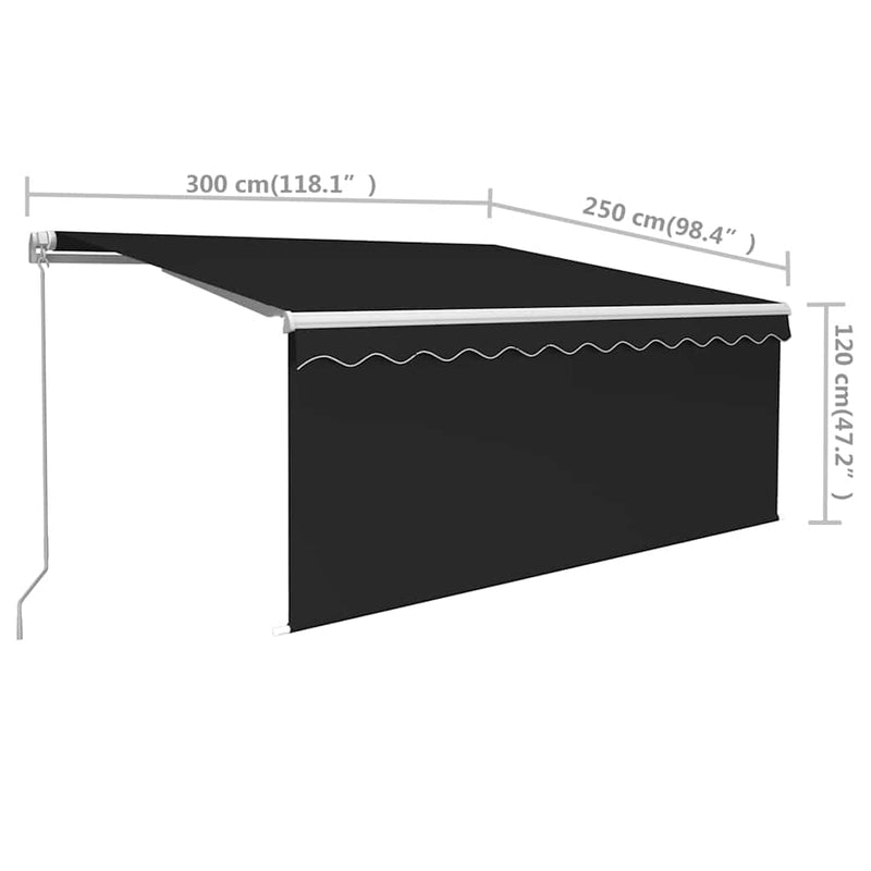 Copertină retractabilă Antracit 3 x 2,5 m Poliester