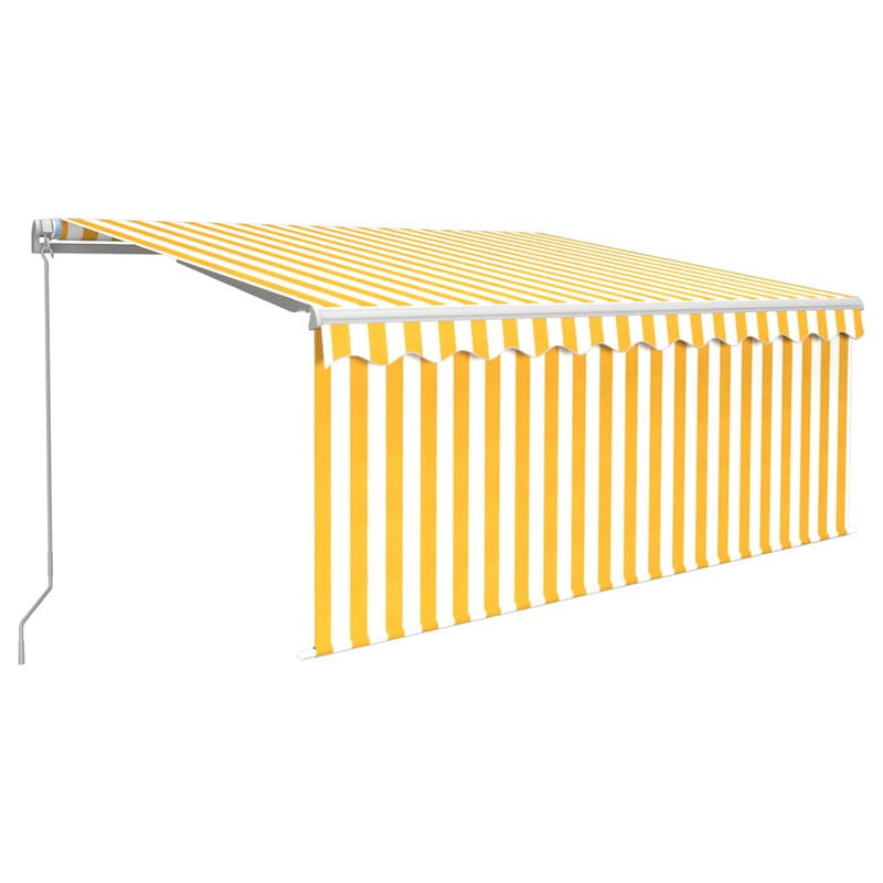 Copertină retractabilă manual cu stor&LED galben & alb 3x2,5 m