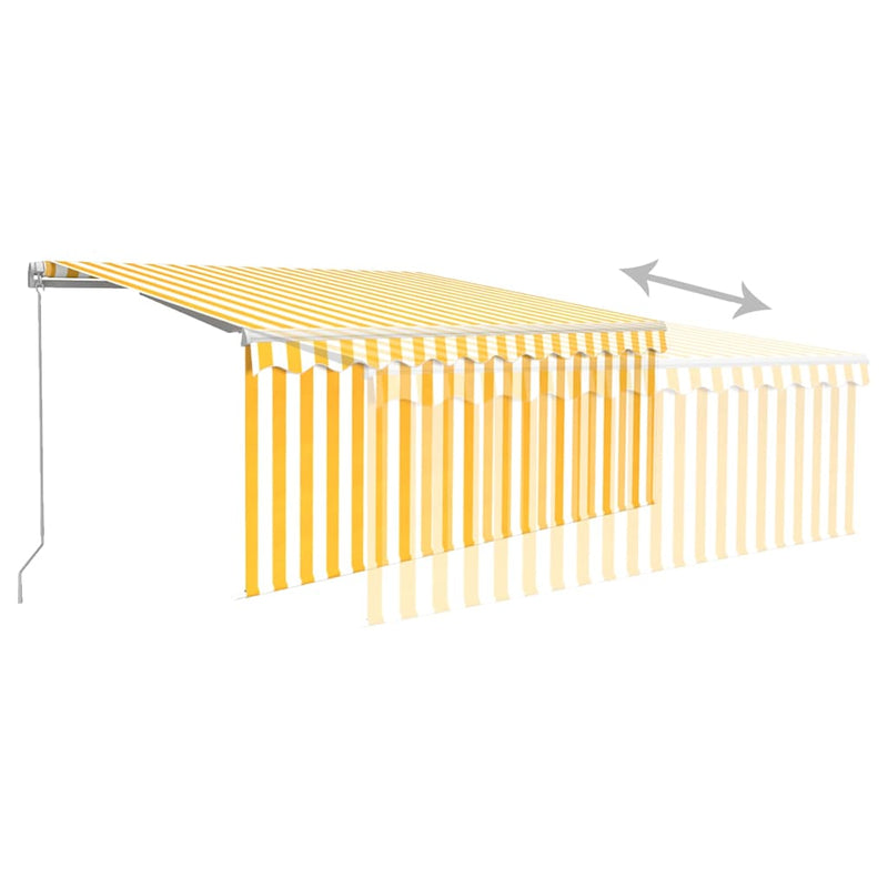 Copertină retractabilă manual cu stor&LED galben & alb 3x2,5 m