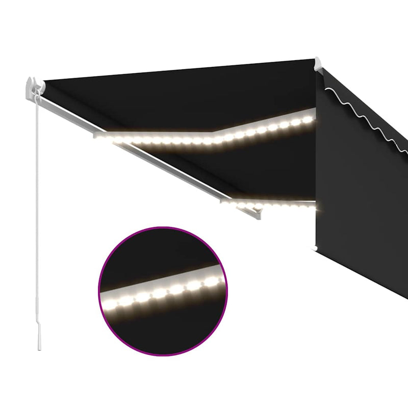 Copertină retractabilă manual cu stor&LED, antracit, 3x2,5 m