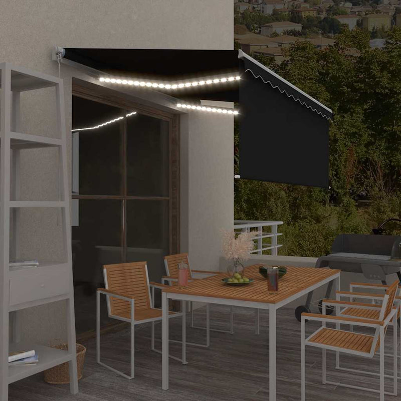 Copertină retractabilă manual cu stor&LED, antracit, 3x2,5 m
