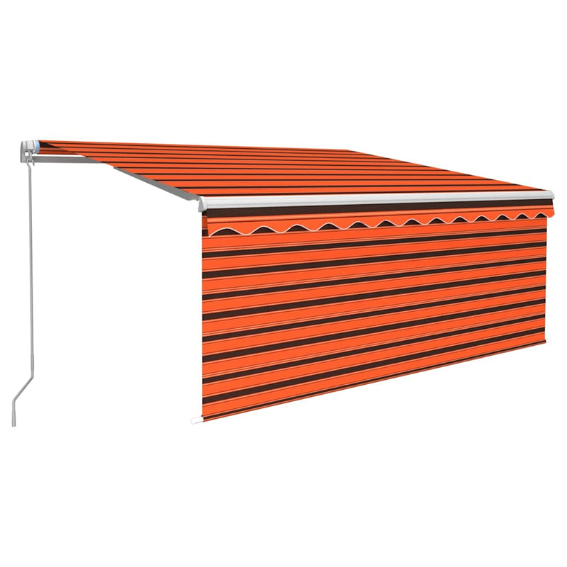 Copertină retractabilă manual stor&LED portocaliu&maro 3x2,5 m