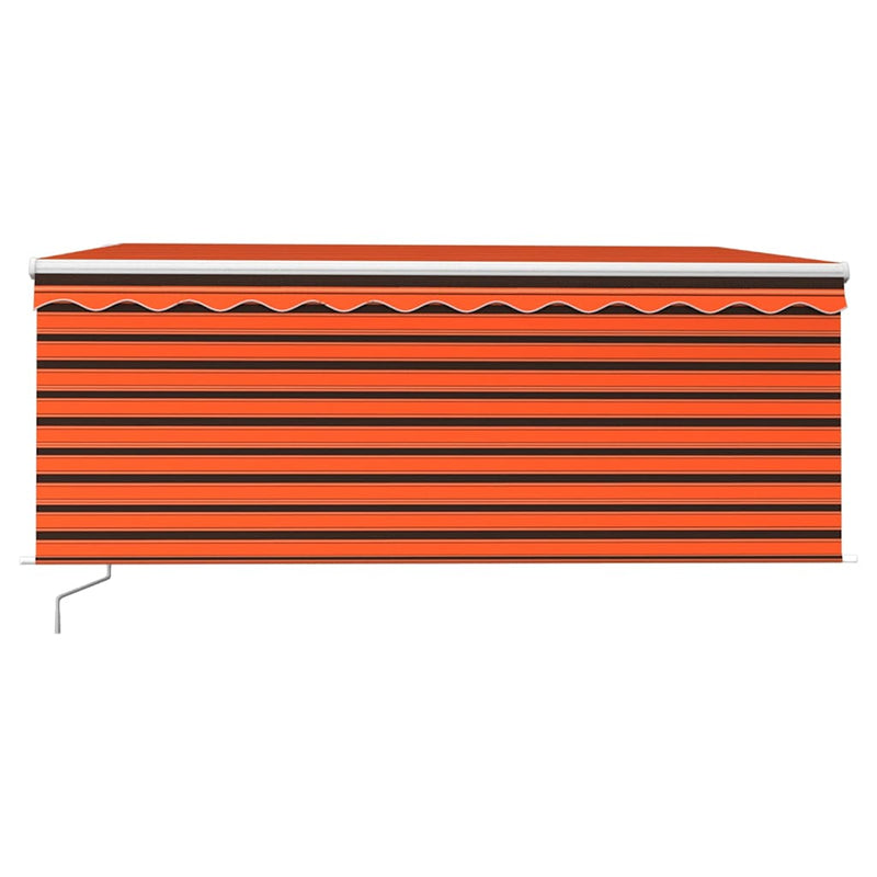 Copertină retractabilă manual stor&LED portocaliu&maro 3x2,5 m
