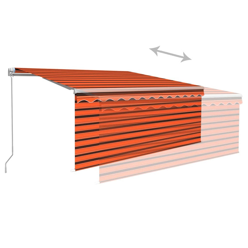 Copertină retractabilă manual stor&LED portocaliu&maro 3x2,5 m