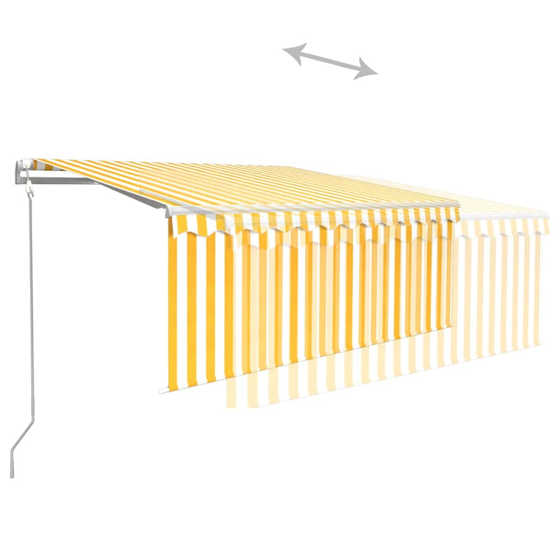 Copertină retractabilă automat cu stor, galben & alb, 3x2,5 m