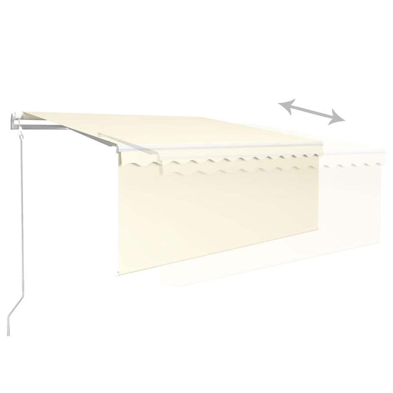 Copertină retractabilă automat cu stor, crem, 3,5x2,5 m