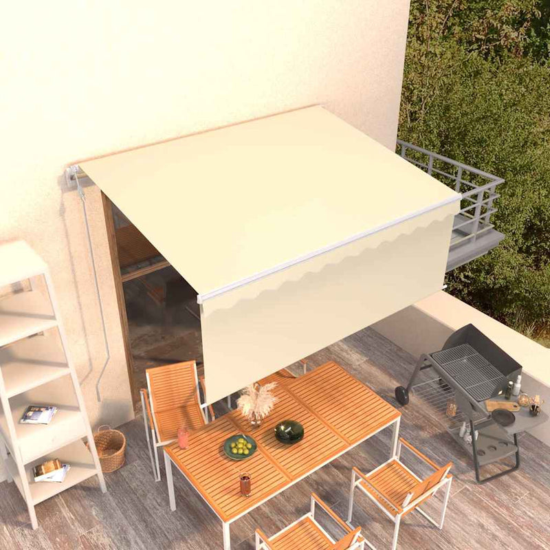 Copertină retractabilă automat cu stor, crem, 3,5x2,5 m