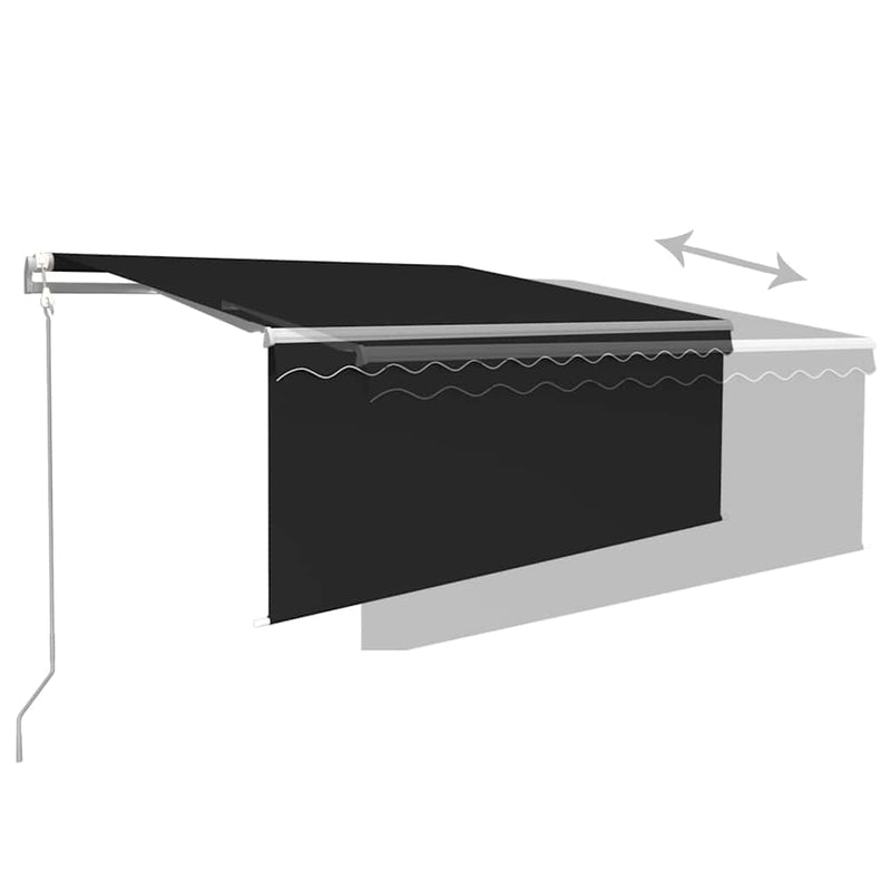 Copertină retractabilă automat cu stor, antracit, 3,5x2,5 m