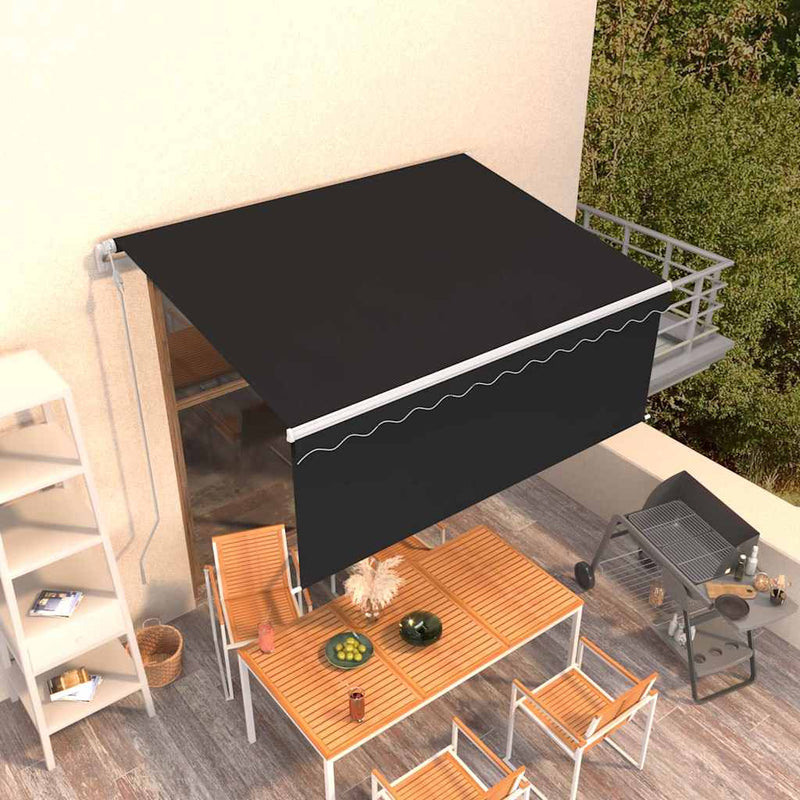 Copertină retractabilă automat cu stor, antracit, 3,5x2,5 m
