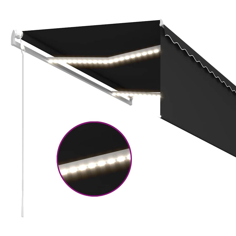 Copertină automată cu stor&LED&senzor de vânt antracit 3,5x2,5m
