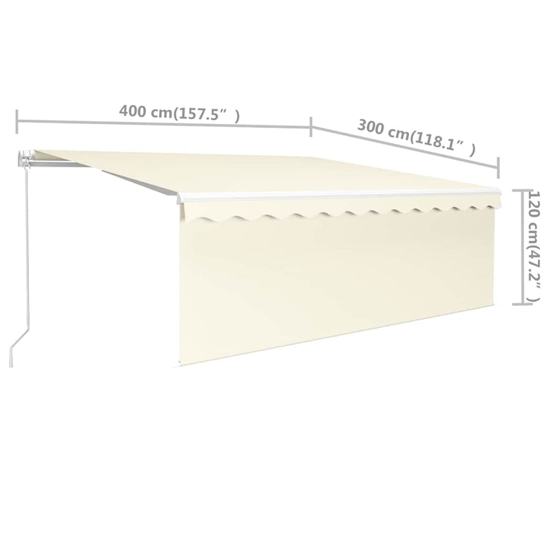 Copertină retractabilă Crem 4 × 3 m Poliester