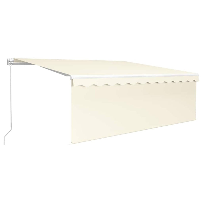 Copertină retractabilă manual cu stor & LED, crem, 4x3 m