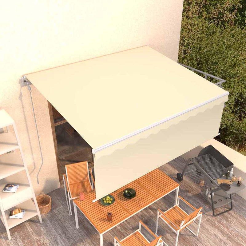 Copertină retractabilă automat cu stor, crem, 4x3 m