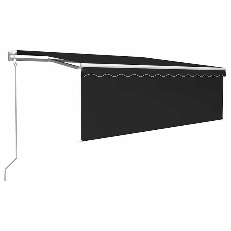 Copertină automată cu stor&senzor vânt&LED, antracit, 4,5x3 m