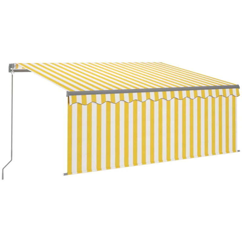 Copertină retractabilă manual cu stor, galben & alb, 3x2,5 m