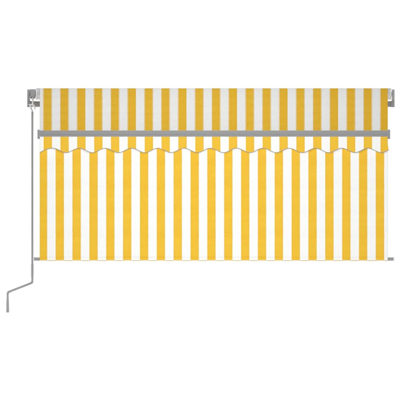 Copertină retractabilă manual cu stor, galben & alb, 3x2,5 m