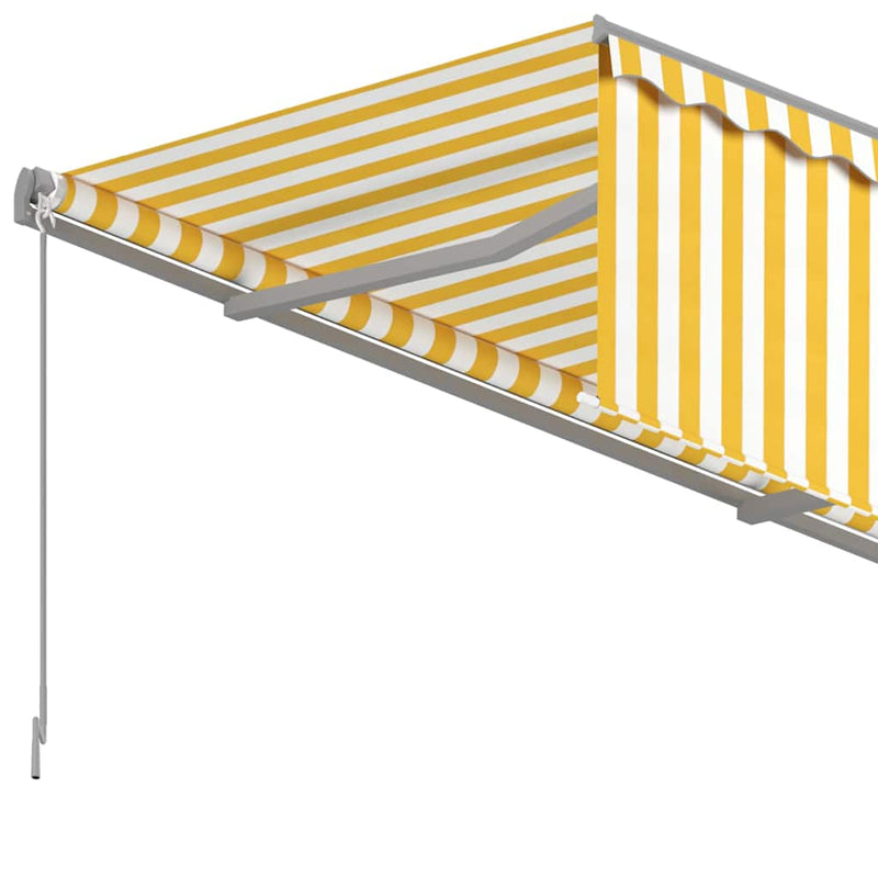 Copertină retractabilă manual cu stor, galben & alb, 3x2,5 m