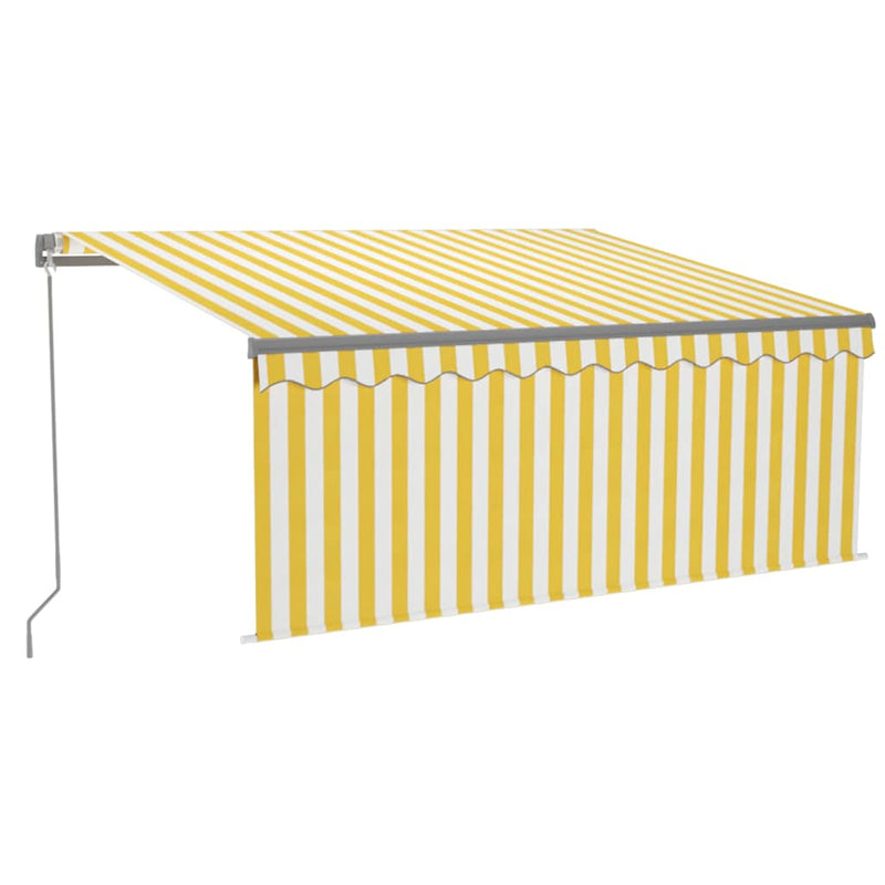 Copertină retractabilă manual cu stor&LED, galben & alb 3x2,5 m