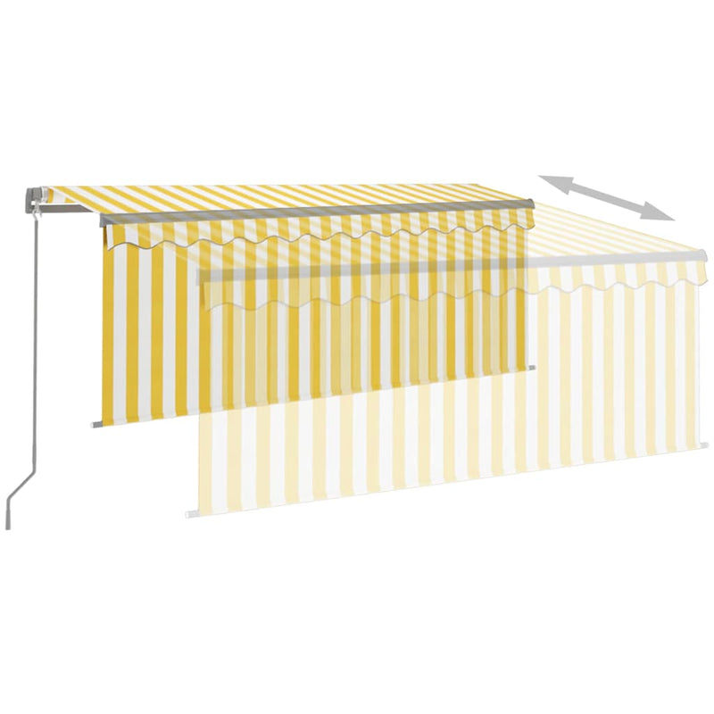 Copertină retractabilă manual cu stor&LED, galben & alb 3x2,5 m