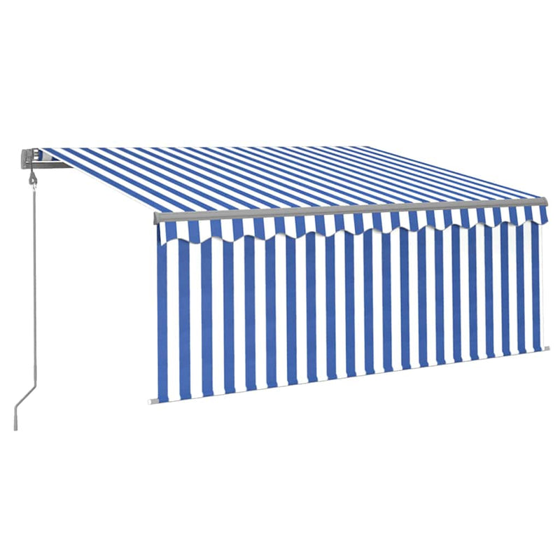 Copertină automată cu stor&LED&senzor vânt albastru&alb 3x2,5 m