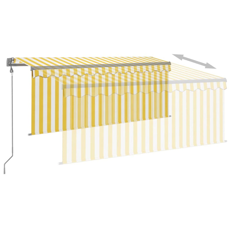 Copertină automată cu stor&LED&senzor vânt albastru&alb 3x2,5 m