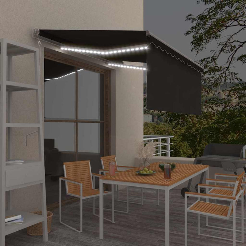 Copertină automată cu stor&LED&senzor vânt, antracit, 3x2,5 m