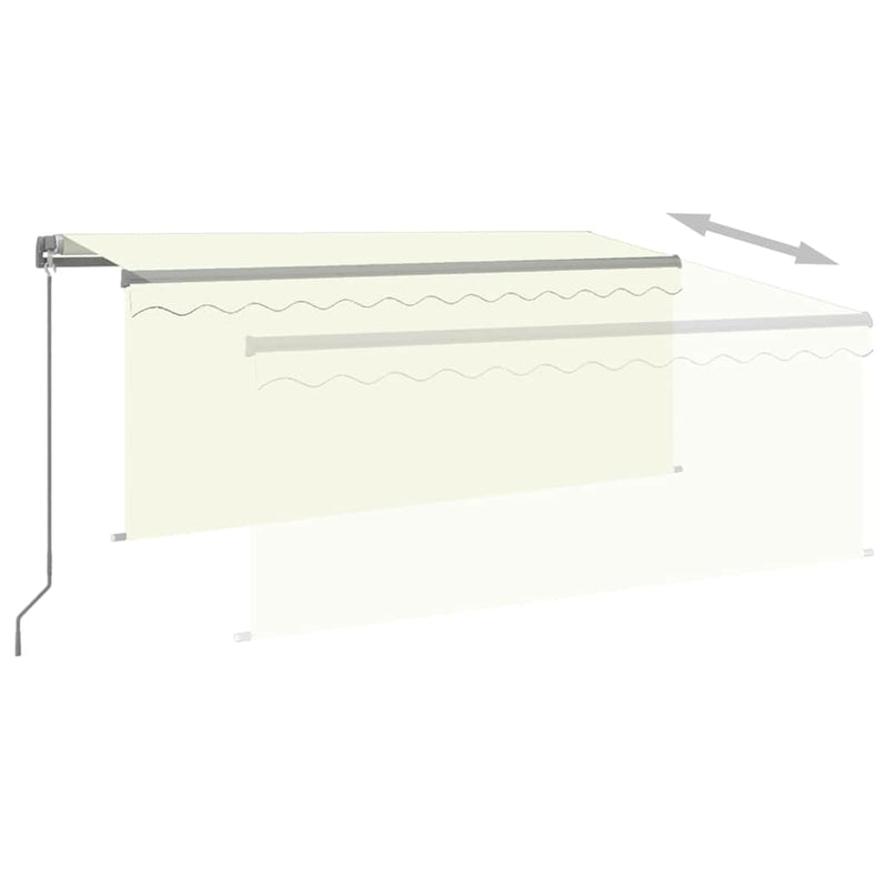Copertină retractabilă manual cu stor&LED, crem, 3,5x2,5 m