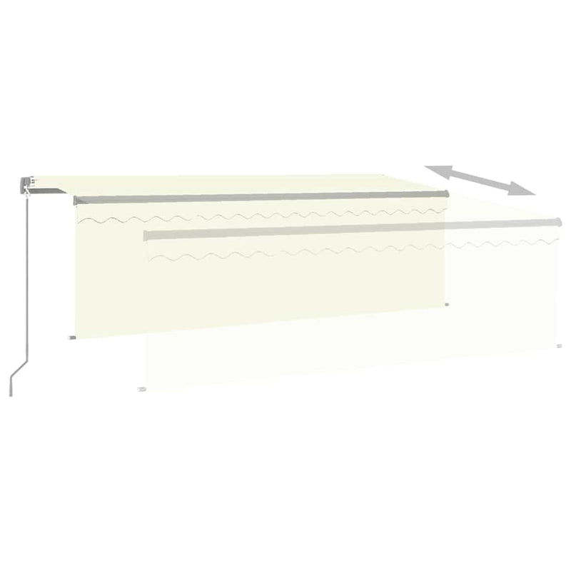 Copertină retractabilă manual cu stor, crem, 4x3 m
