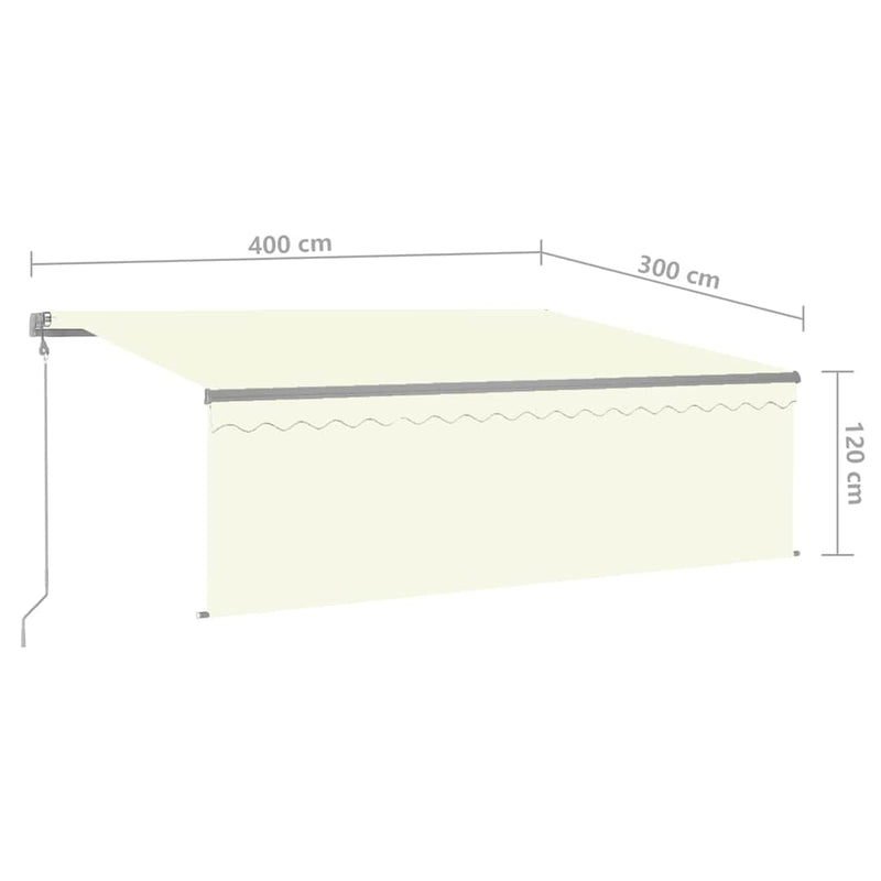 Copertină retractabilă automat, cu stor, crem, 4x3 m