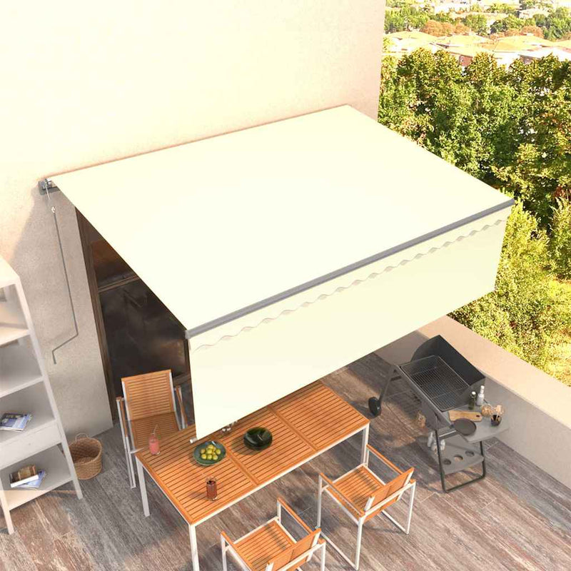 Copertină retractabilă automat, cu stor, crem, 4x3 m