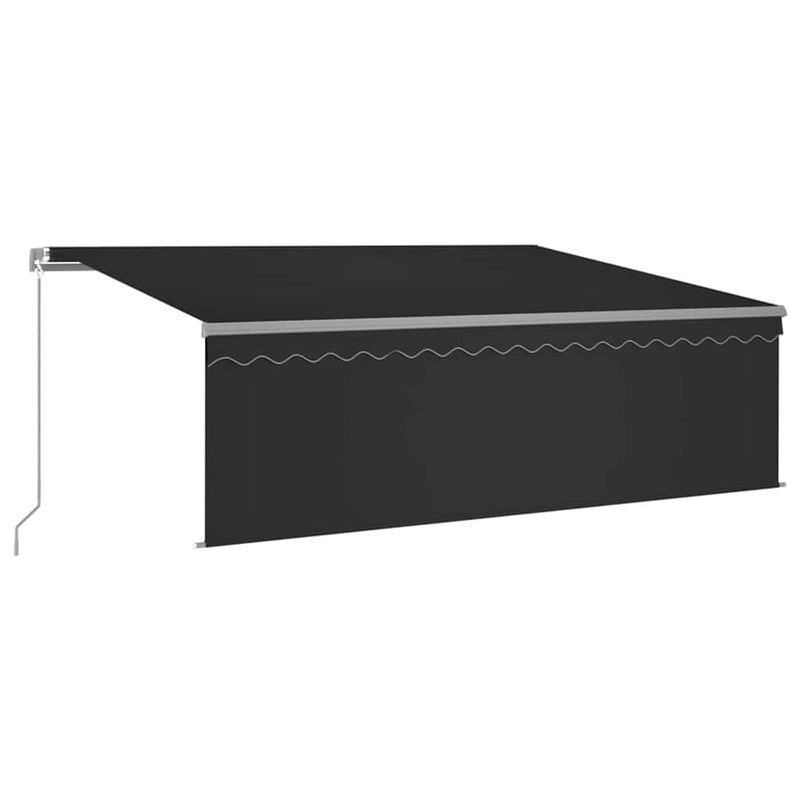 Copertină retractabilă manual cu stor&LED, antracit, 4,5x3 m