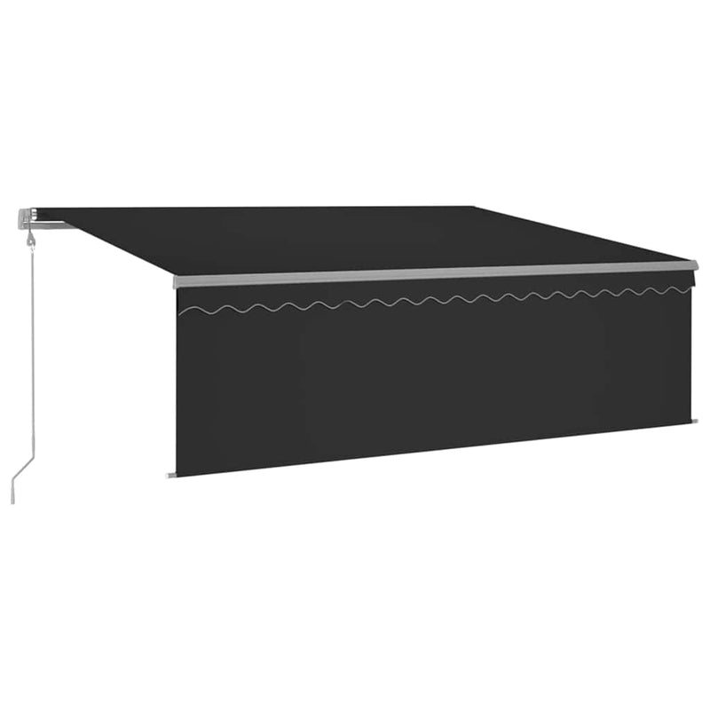 Copertină automată cu stor senzor vânt LED, antracit, 4,5x3 m