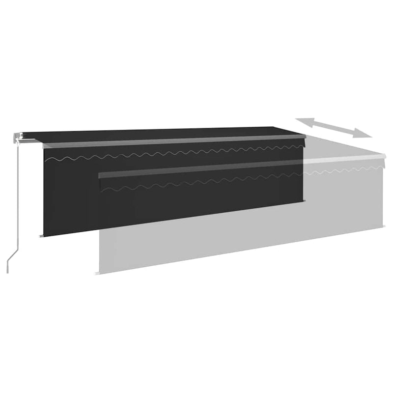 Copertină retractabilă manual cu stor, antracit, 5x3 m