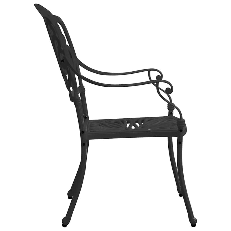 Set mobilier bistro, 3 piese, negru, aluminiu turnat