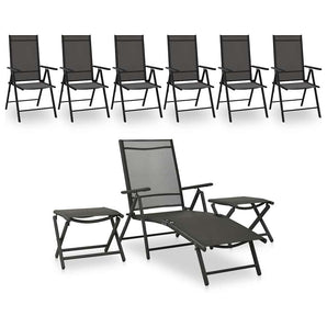 Set mobilier de grădină, 9 piese, negru și antracit