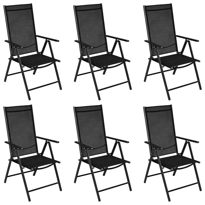 Set mobilier de grădină, 7 piese, negru, aluminiu