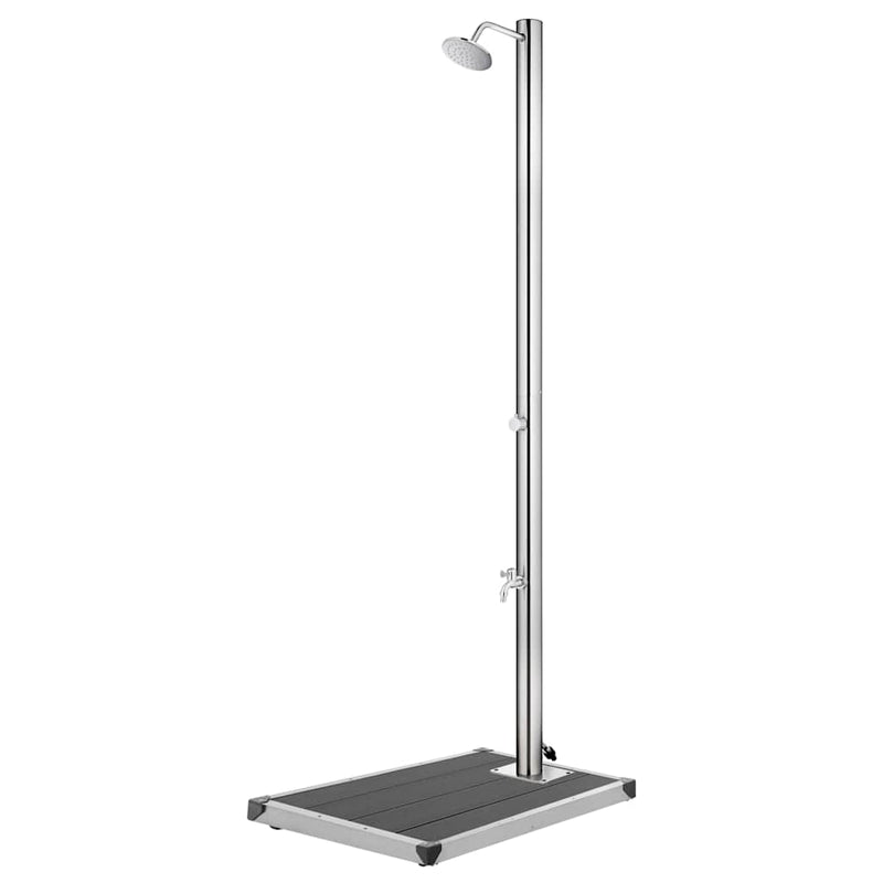 Duș de grădină cu bază gri, 220 cm, oțel inoxidabil