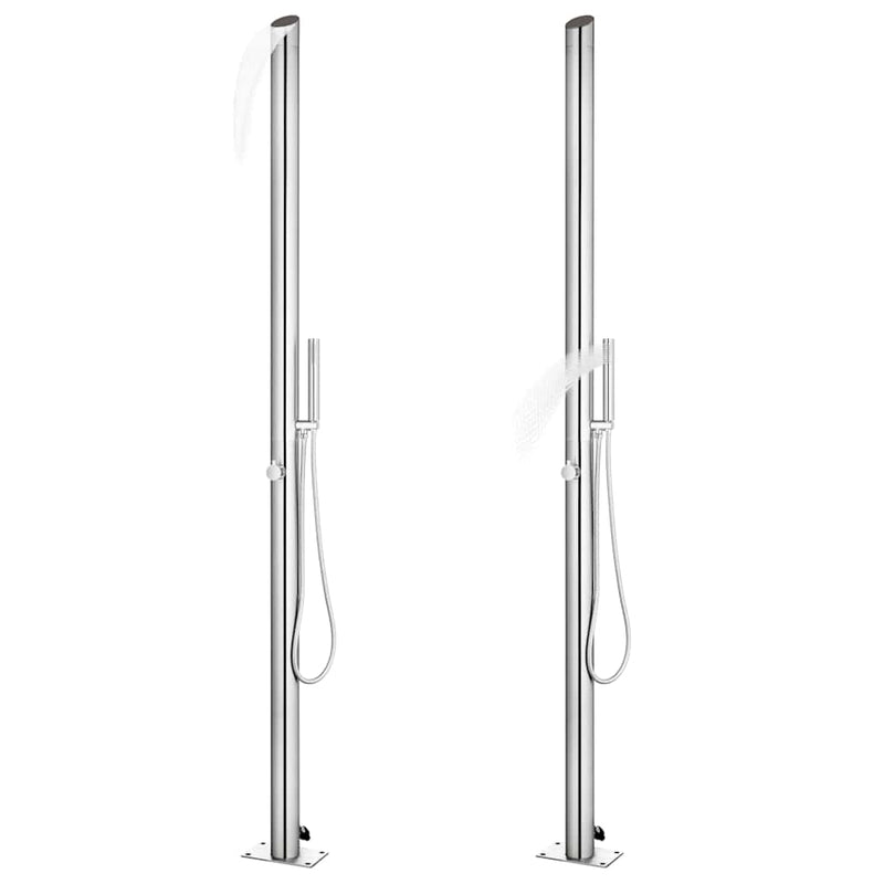 Duș de grădină cu bază gri, 225 cm, oțel inoxidabil