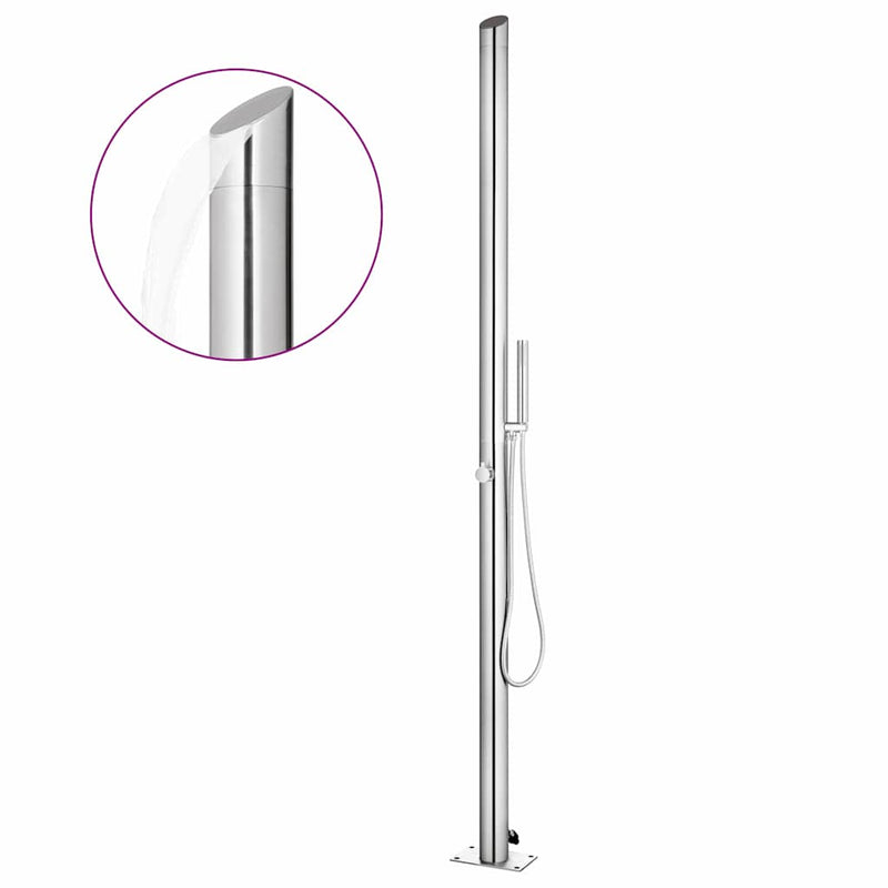Duș de grădină cu bază gri, 225 cm, oțel inoxidabil
