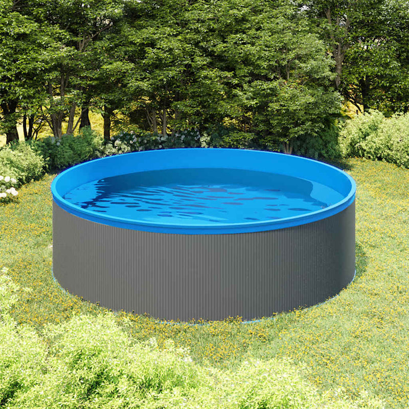 Piscină cu valuri, skimmer suspendat cu pompă, gri, 350x90 cm