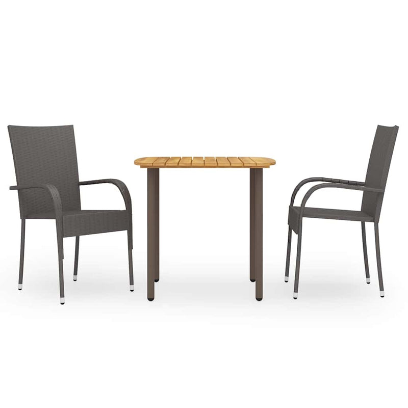 Set mobilier de grădină, 3 piese, maro, poliratan