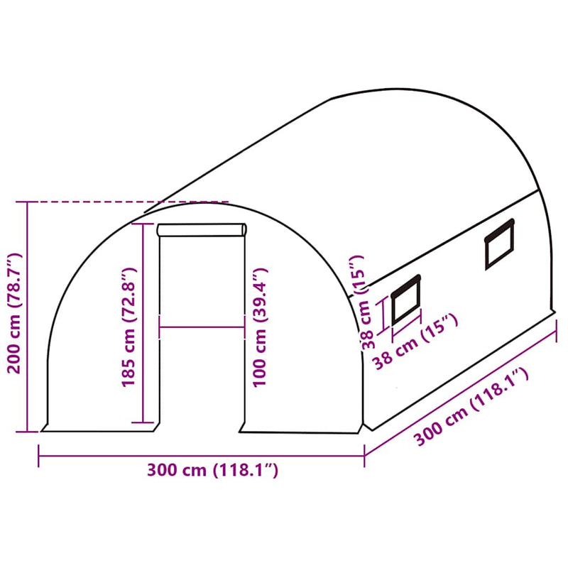 Copertină de rezervă pentru seră (9 m²), transparent, 3x3x2 m