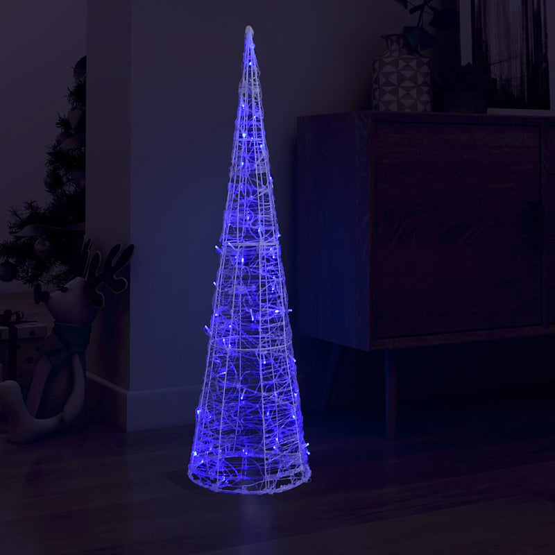 Piramidă decorativă con de lumini cu LED albastru 120 cm acril