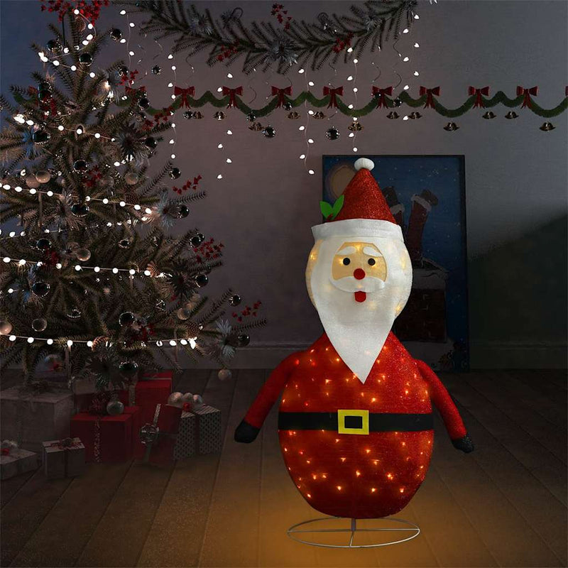 Figurină Moș Crăciun decorativă, cu LED, 120 cm, țesătură lux
